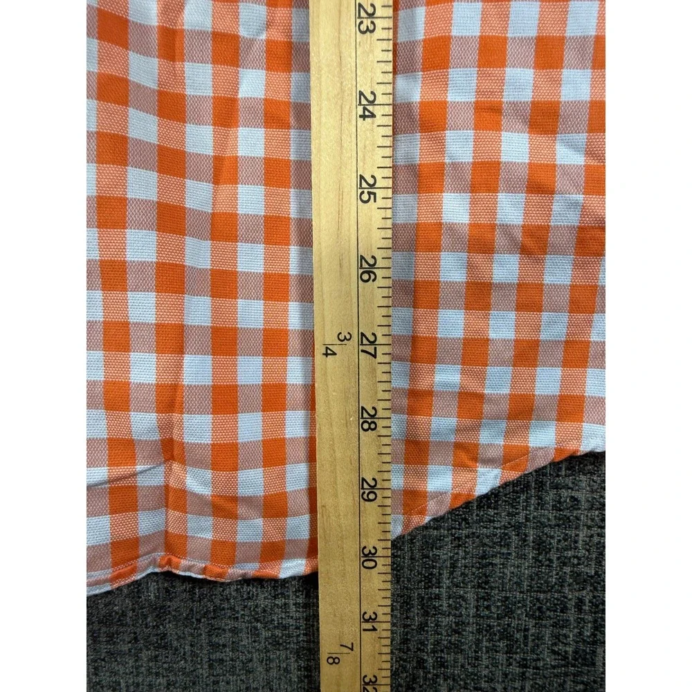 Banana Republic Mens Orange Gingham Non-Iron Slim Fit Button Down Shirt Medium